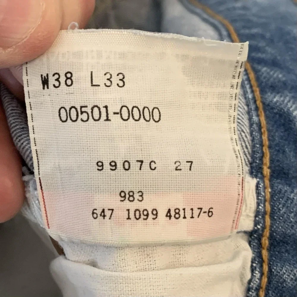 Vintage Levis 501 Jeans Mens 38x33 Blue Medium Wash Straight Distressed (Paint)